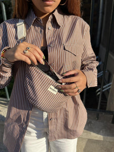 Chemise et banane Tandem à porter en duo de couleur marron à rayures