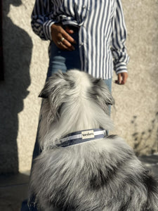 Chemise et bandana Tandem à porter en duo de couleur bleu à rayures